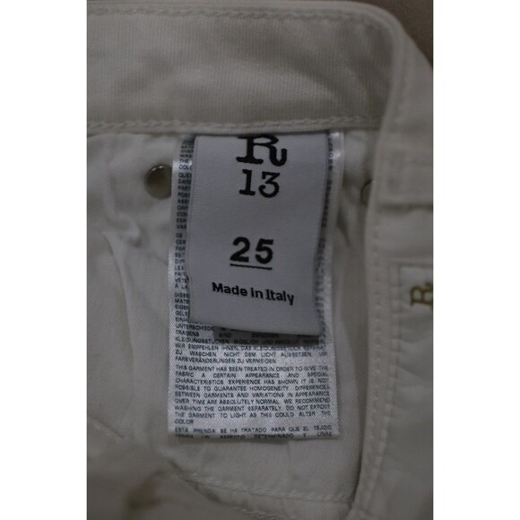 R13 Womens Size 25 Kick Crop Jeans Distressed Garret White Italy Denim Luxury - Picture 9 of 14